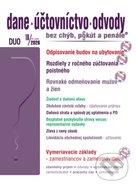 Obálka knihy DUO č. 10/2026 - Odpisovanie budov a zdaňovanie