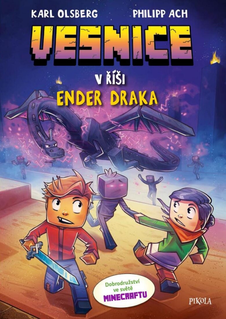 Obálka knihy Minecraft: Vesnice. V říši Ender draka