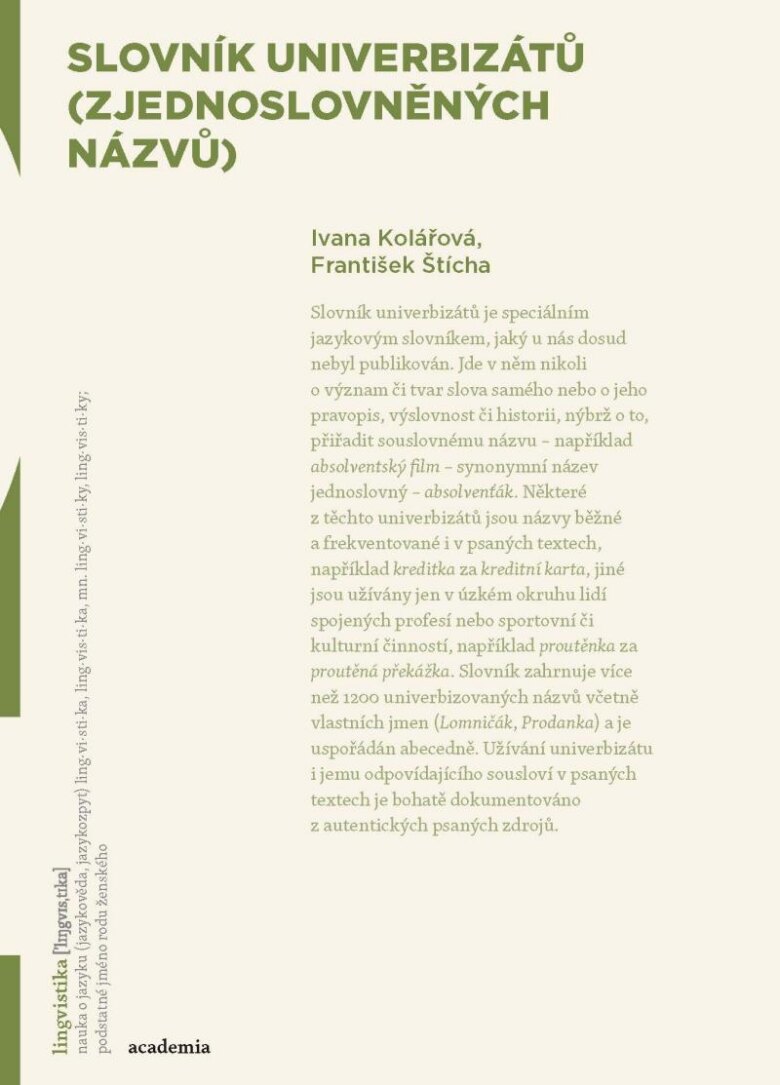 Obálka knihy Slovník univerbizátů (zjednoslovněných n
