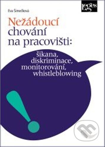 Obálka knihy Nežádoucí chování na pracovišti: šikana, diskriminace, monitorování, whistleblowing