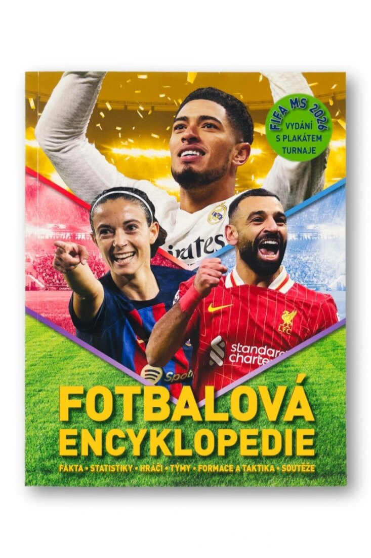 Obálka knihy Fotbalová encyklopedie FIFA MS 2026 + plakát z turnaje