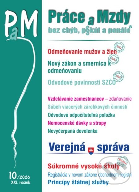 Obálka knihy PaM č. 10/2026 - Odmeňovanie mužov a žien